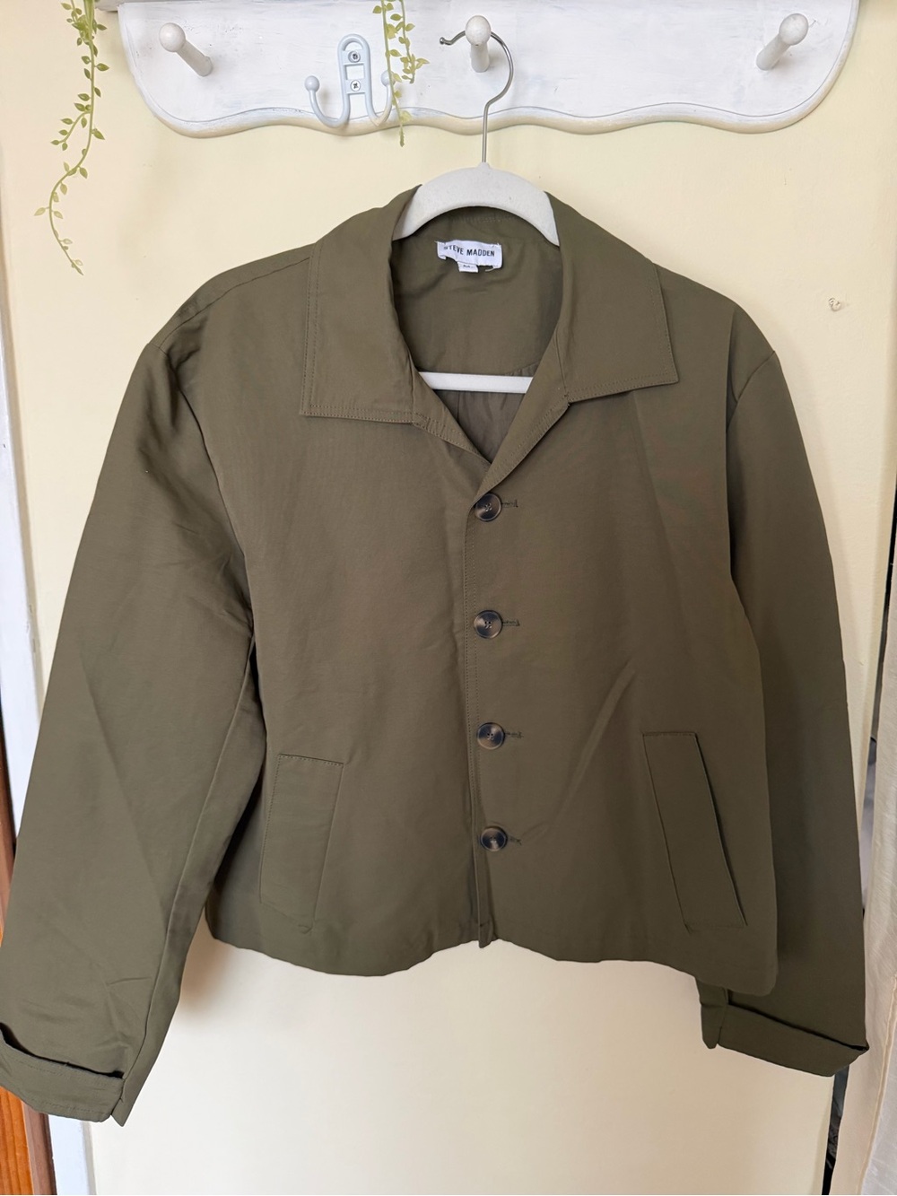 Steve Madden women’s Olive Green Trench cropped Jacket